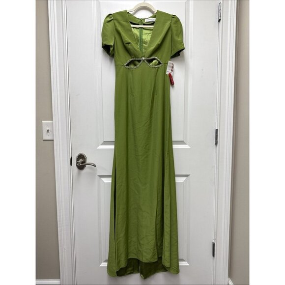 New Mac Duggal Size 0 Green 2630 Embellished Cut Out Gown Dress Prom Cocktail - Picture 4 of 11
